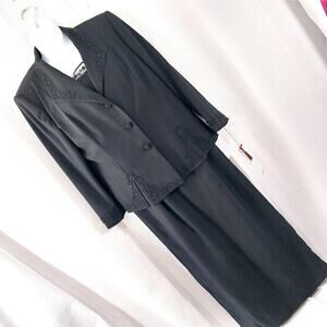 NWT@$209! JOHN MEYER! RICH BLACK FULL LENGTH BEADED DRESS & JACKET! SZ 20W